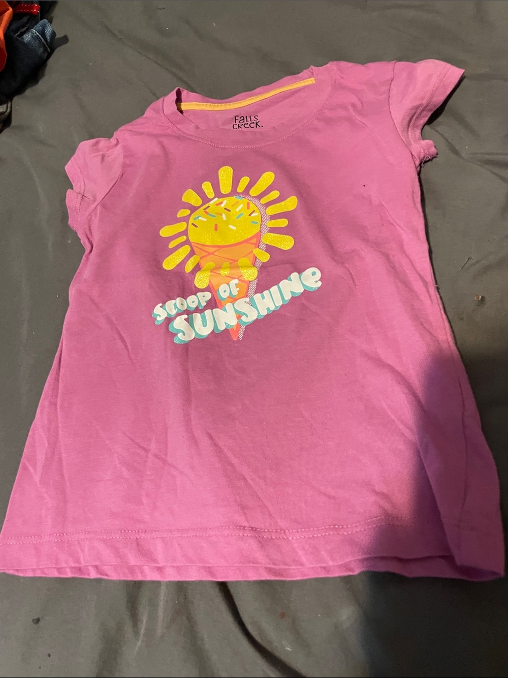 Falls Creek Pink Tee with Yellow Sun Ice Cream Graphic